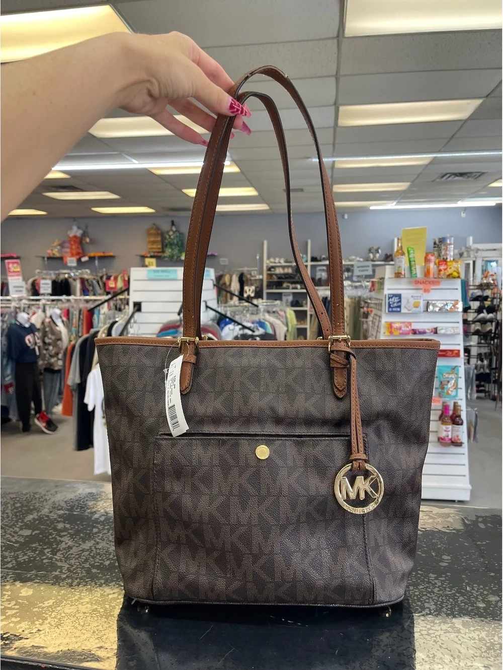 Michael Kors Brown Signature MK Logo Tote Bag